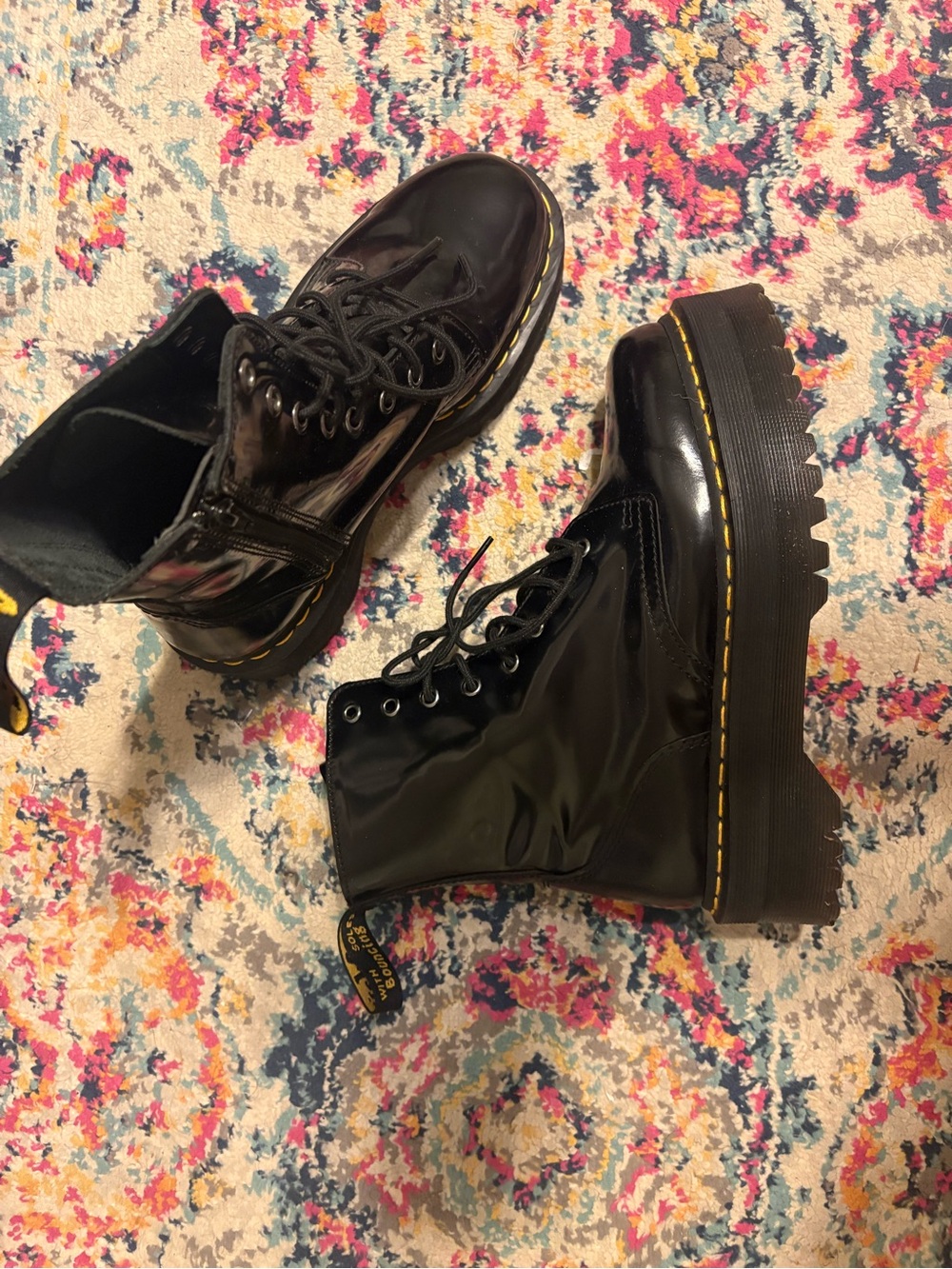 Dr. Martens Black Patent Lace-Up Platform Boots